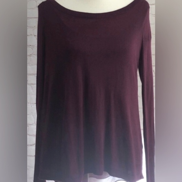 Express long sleeve crewneck sweater rear split panel w/sheer overlay L 🎊SALE - Picture 6 of 13